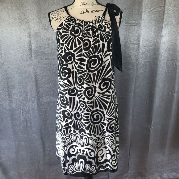 White House Black Market Dresses & Skirts - White House Black Market black & white halter silk sheath dress 8